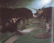 Nuncques, William Degouve de The Angels of Night (mk19) oil painting artist